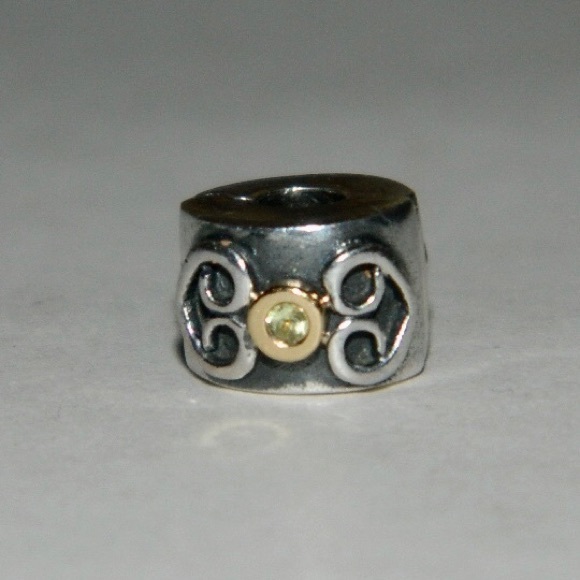 Pandora 14k Double Heart Peridot Clip Charm - Picture 1 of 4